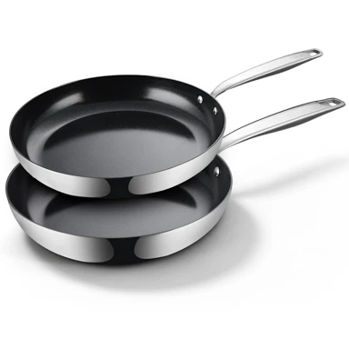 BE LIVING Set tava Essential Black, 24 cm i 28 cm, troslojni nehrđajući čelik