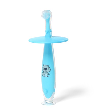 BABYONO Baby četkica za zube s graničnikom 6+, plava