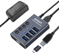 Aluminijsko USB 3.0 čvorište, 4 porta, 5 Gbps, s napajanjem 36 W