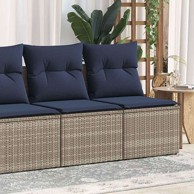 2 dijelni set vrtnih sofa poliratan i bagrem s jastucima sivi, sa spremištem