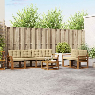 Set vanjskih sofa, 7 kom, s jastucima, prirodna i bež