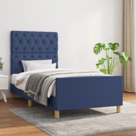 Okvir za krevet s uzglavljem plavi 80 x 200 cm od tkanine