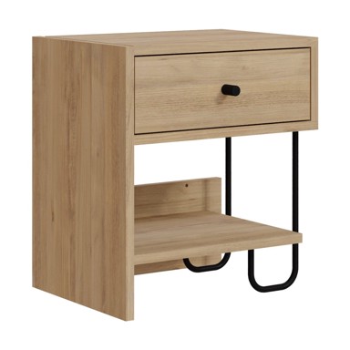 MARCKERIC Noćni ormarić u dekoru hrasta s policama u prirodnoj boji Saturne