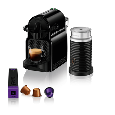 NESPRESSO Aparat za kavu + Aeroccino Inissia, crni