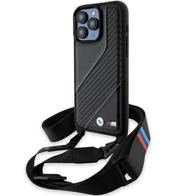 BMW Futrola M Edition Carbon Stripe & Strap, za iPhone 15 Pro Max, crna