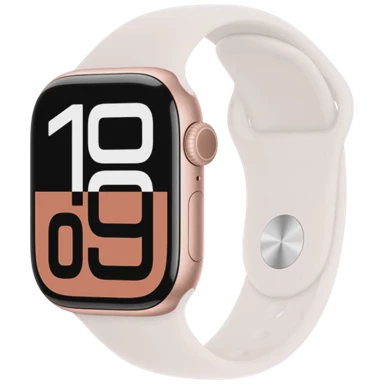 APPLE Pametni sat S10, 42mm, zlatna, rozi gumeni remen, S/M