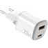CELLY Kućni punjač GaN 25W, USB-C PD + USB-A, bijela