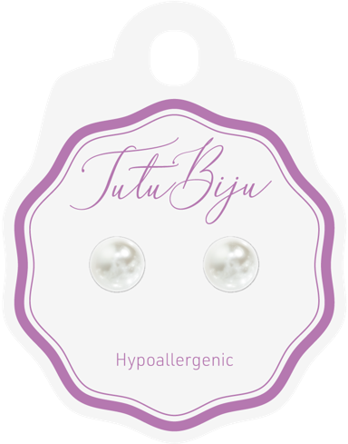 TUTU BIJU Naušnice Pearl 8.0 mm, white, TPE80C650