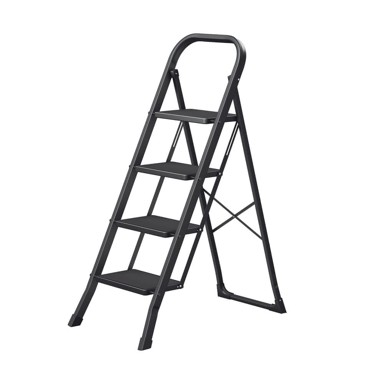 SONGMICS Sklopive ljestve s 3 stepenice, 89 x 45 x 127 cm, crne