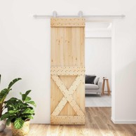 Klizna vrata 70 x 210 cm čvrsta borovina, prirodna i bijela