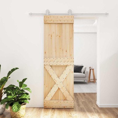 Klizna vrata 70 x 210 cm čvrsta borovina, prirodna i bijela