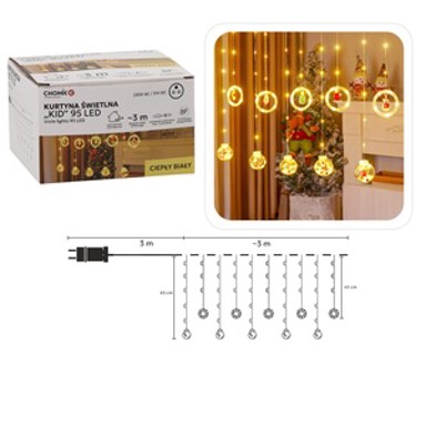 Božićne LED lampice Zavjesa 95L, IP44, toplo bijela, 3 m, 8 načina osvjetljenja