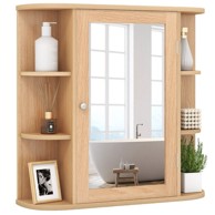 NORTHIX Zidni kupaonski ormarić s ogledalom, 66 × 16.5 × 60 cm, MDF, prirodni