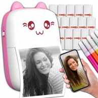 DEXXER Mini prijenosni AK set 21V1 (foto termički pisač Bluetooth), ružičasta