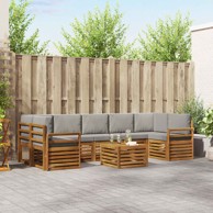 Set sofa, 8 kom, čvrsto drvo akacije, prirodna i svijetlosiva