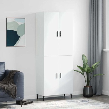 Visoka komoda bijela 69 5x34x180 cm konstruirano drvo , vrata