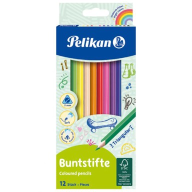 PELIKAN Drvene boje 700115, trokutaste, 12 boja, blister pakiranje