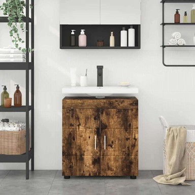 Ormarić za lavabo-umivaonik s pohranom, 60 x 34 x 63 cm, dimljeni hrast
