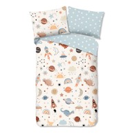 GOOD MORNING Pamučna dječja posteljina za krevet za jednu osobu 140x200 cm Eclips plava/bež