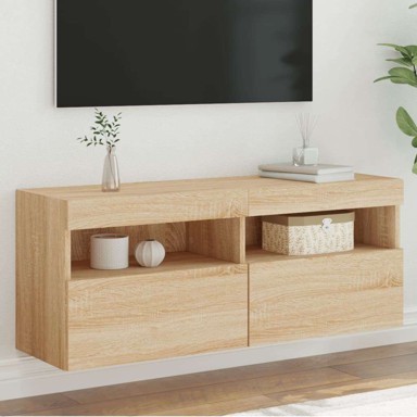 Zidni TV ormarić s LED svjetlima, 100 x 30 x 40 cm, drvo, sonoma hrast