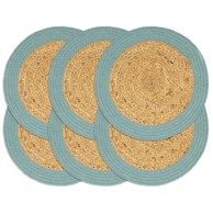 Podmetači 6 kom prirodna i zelena boja 38 cm od jute i pamuka