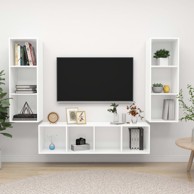 3-dijelni set TV ormarića, bijeli od konstruiranog drva