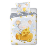 FARO Posteljina Cuddles, 2 djelna, miš, sivo/žuta