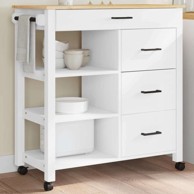 MONZA Kuhinjska kolica od masivne borovine 84x40x90 cm, bijela