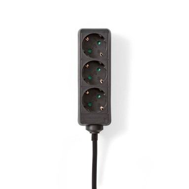 NEDIS Produžna utičnica tip f CEE 7 7 3 kraka 5 00 m 3680 W 16 A vrsta uzemljenja bočni kontakti 230 V AC 50 60 Hz kut utičnice 45 H05VV f 3G1 5 mm², crna