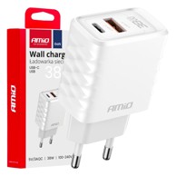 AMIO GaN mrežni punjač 38W USB-A + USB-C
