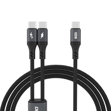 DUDAO 2u1 L3F kabel 2x USB-C – 2x USB-C, 100 W, 1,2 m, crni