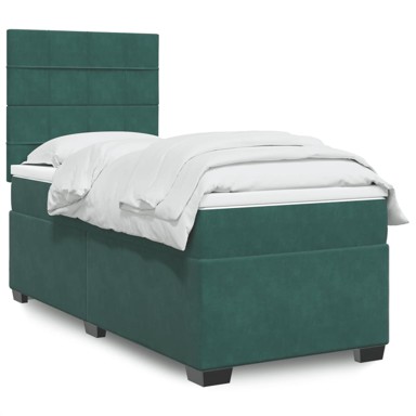 Box spring krevet s madracem tamnozeleni 90x200 cm baršunasti