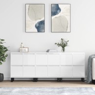 Komode sjajne bijele 3 kom od konstruiranog drva