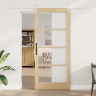 Klizna vrata s hardverskim setom 93x211 cm od punog drva borovine