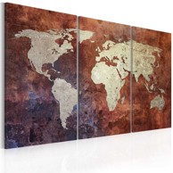 Slika Rusty map of the World triptych 90x60