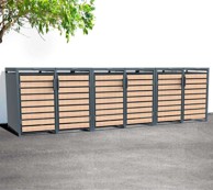 WESTMAN Spremište za 6 kanti za smeće Lacina, 6x240 L, antracit/drvo, 80 x 396 x 116 cm