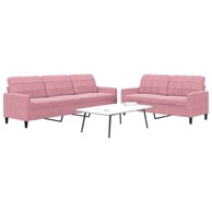 Set sofa 2-dijelni s jastucima, baršun, bez oslonca za noge, ružičasti 