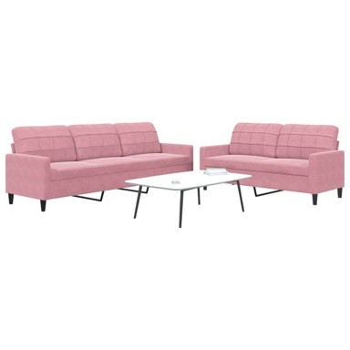 Set sofa 2-dijelni s jastucima, baršun, bez oslonca za noge, ružičasti 