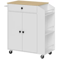 Kuhinjska kolica s ladicom i stalkom za začine 82 x 38 x 86,5 cm, bijela/hrast