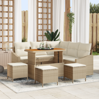 9-dijelni vrtni sofa set s jastučićima, poliratan akacija, bež