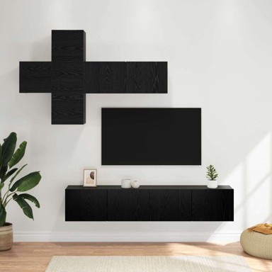 Zidni set TV komoda, konstruirano drvo, 3 kom