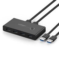 UGREEN USB preklopnik US216 30768, 4x USB 3.2 Gen 1, za 2 računala, crni