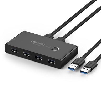 UGREEN USB preklopnik US216 30768, 4x USB 3.2 Gen 1, za 2 računala, crni