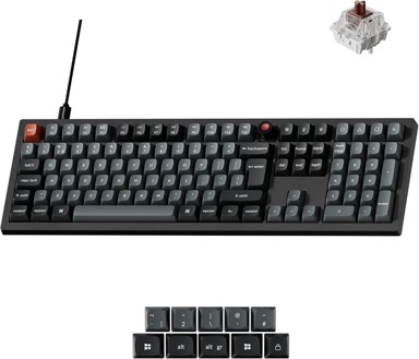 KEYCHRON Mehanička tipkovnica V6 8K, 100%, smeđi prekidači, crno-siva