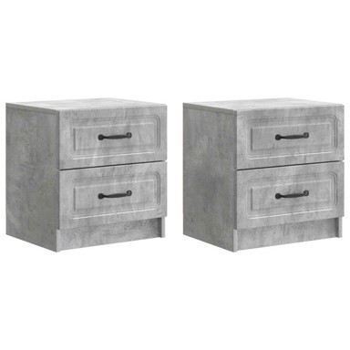Noćni ormar s ladicama, 2 kom, 43 x 34,5 x 44,5 cm, betonsko siva