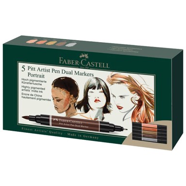 FABER-CASTELL Marker 162009 obostrani pitt artist portrait india ink 5 boja