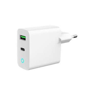 GEMBIRD Brzi punjač TA-UC-PDQC20L-W-01, USB-A/USB-C, PD/QC 3.0, 20 W, LED indikator