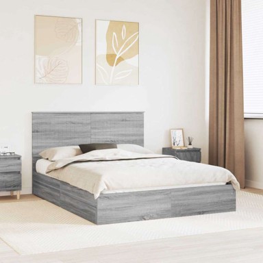 Krevet s prostorom za pohranu 150×200 cm konstruirano drvo, siva sonoma