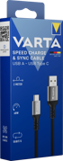 VARTA Speed Charge & Sync Kabel USB-A – USB-C, 2 m, crna