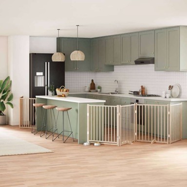 Vrata za pse s vratašcima, 6 panela, sklopiva, 80 x 90 x 2 cm